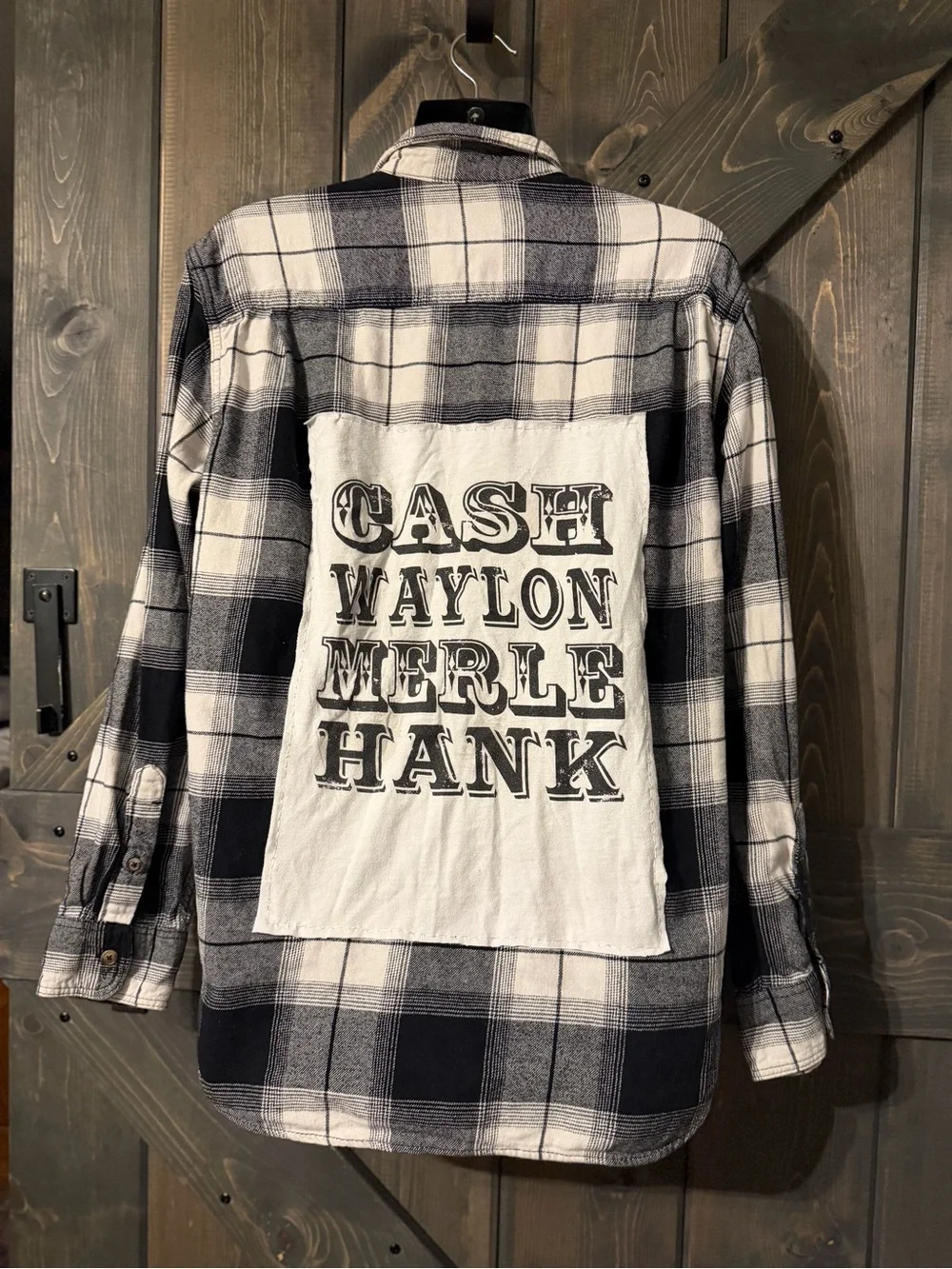 Upcycled Cash Waylon Merle and Hank Flannel Shirt Large